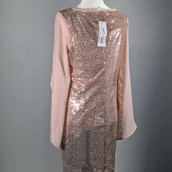 NWT NY Collection Petites Sequined Flutter Sleeves Cocktail Dress - PM - Picture 5 of 8